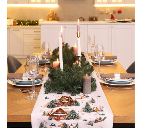 21/61 Дорожка на стол 50*150 (Снеговики) вид 2