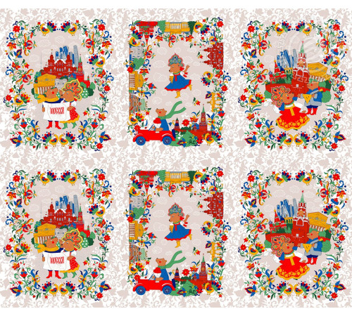 11-25 Ткань Рогожка (Московские мишки)