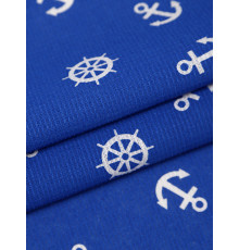 12с35 Ткань Рогожка (Якоря синий) 