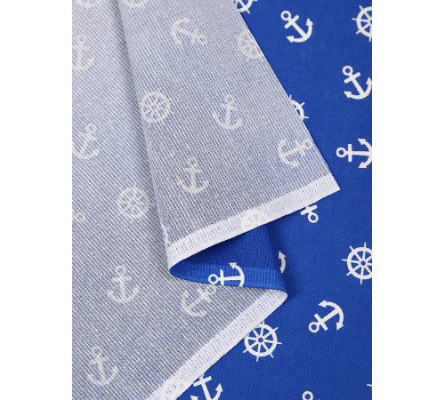 12с35 Ткань Рогожка (Якоря синий)