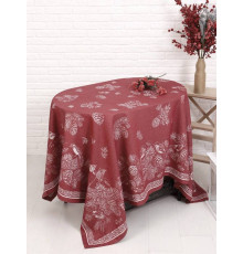 07с-21 Скатерть "Зимние птицы" красный 150*220