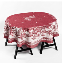 07с-24 Скатерть круглая "Ночь перед Рождеством" красный d178