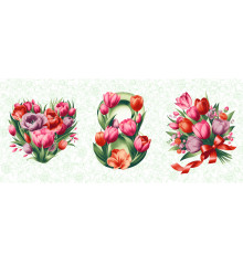 149 Полотно вафельное 150 см (Розовые тюльпаны) 