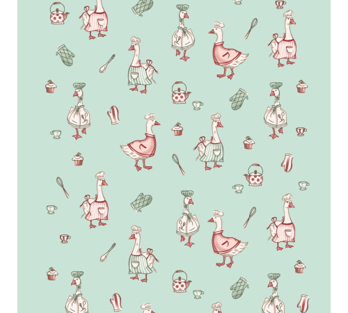 60 Полотно вафельное 50 см (Гуси) вид 2