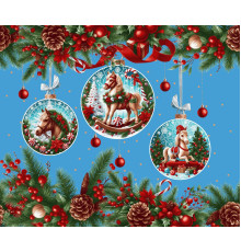 60 Полотно вафельное 50 см (Лошадки на удачу) вид 1